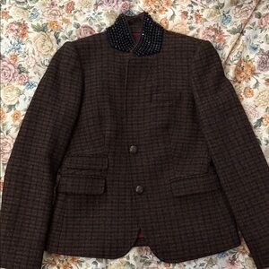 J. Crew Brown Blazer with Black Collar